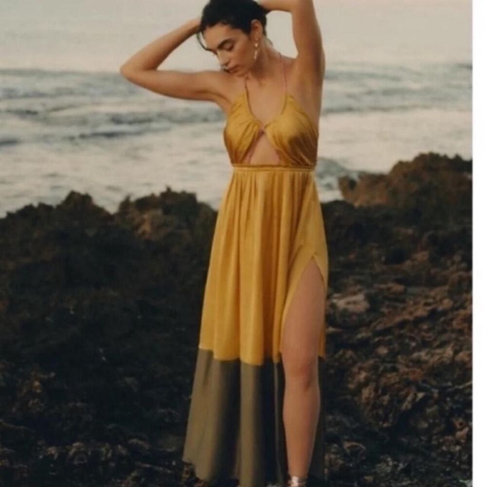 Women's Anthropologie Golden Sunset Maxi Dress in Yellow and Gold